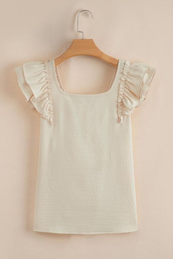 Blouses | Beige Textured Bow Frilled Ruffle Sleeve Blouse - Women - Image 7