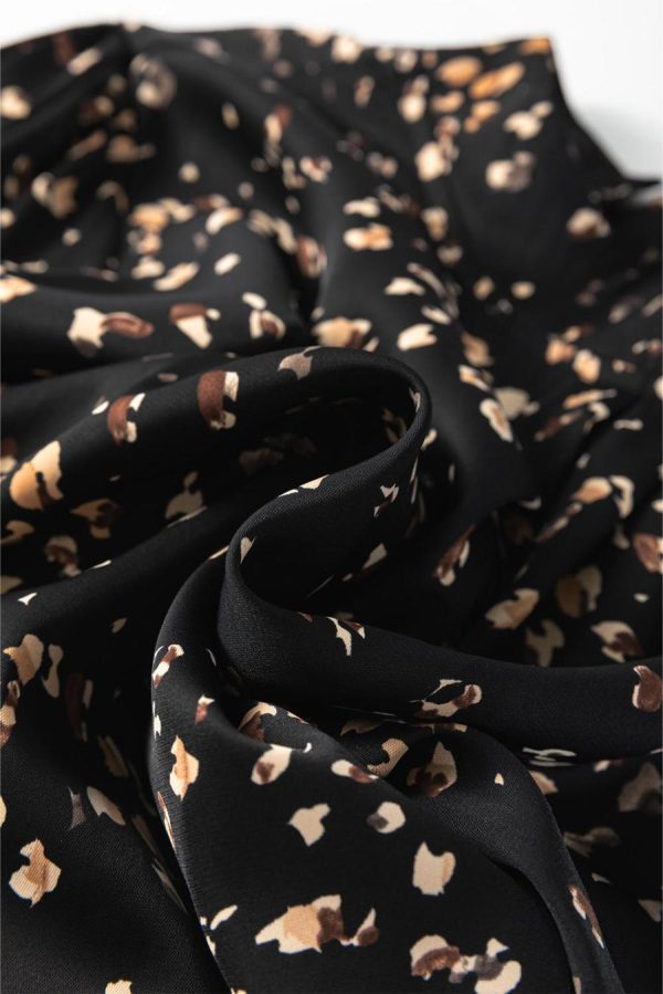 Blouses | Black Leopard Print Puff Sleeve Mock Neck Pleated Blouse - Women - Image 5