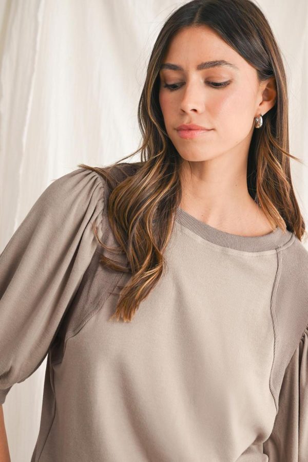 Blouses | Goat Bishop Sleeve Contrast Trim Round Neck Blouse - Women - Image 5