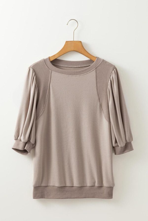 Blouses | Goat Bishop Sleeve Contrast Trim Round Neck Blouse - Women - Image 6