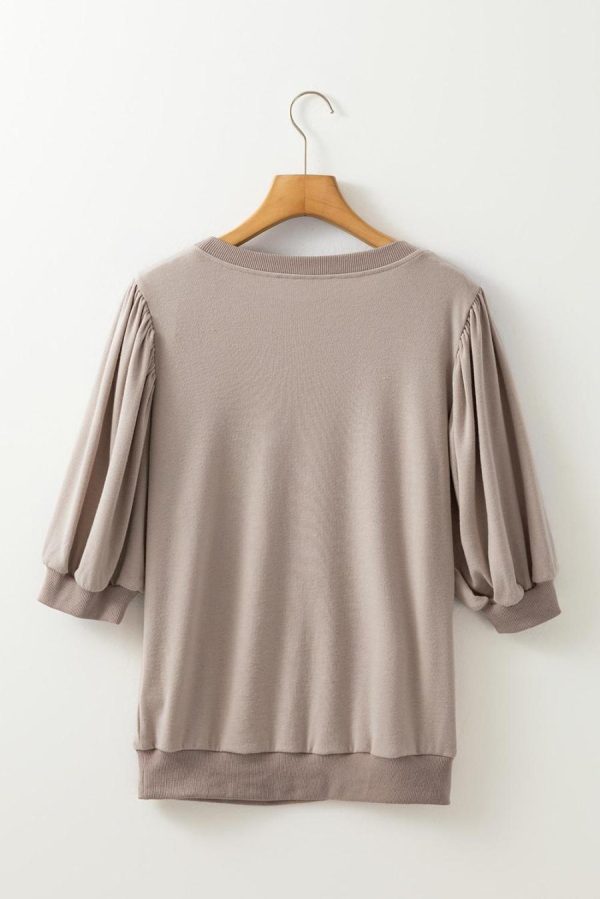 Blouses | Goat Bishop Sleeve Contrast Trim Round Neck Blouse - Women - Image 7