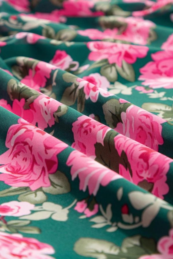 Blouses | Green Floral Print Collared Puff Sleeve Blouse - Women - Image 7