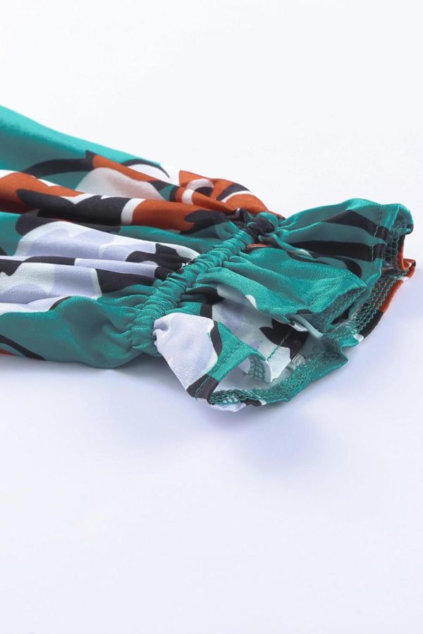Blouses | Green Mock Neck Top Floral Print Long Sleeve Silk Blouse - Women - Image 5