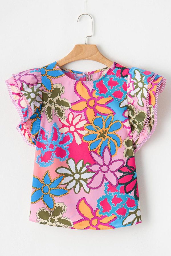 Blouses | Multicolor Floral Print Boho Top Tiered Ruffle Sleeve Blouse - Women - Image 6