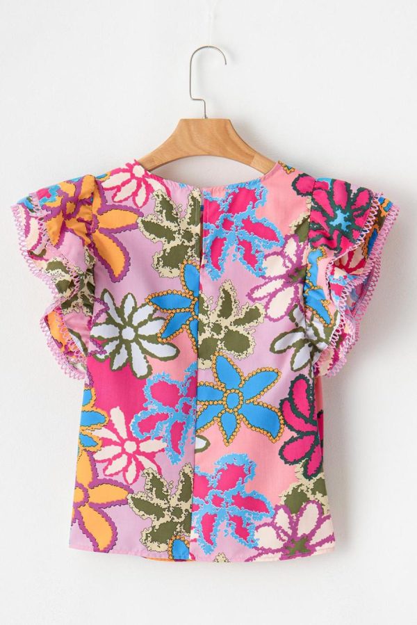 Blouses | Multicolor Floral Print Boho Top Tiered Ruffle Sleeve Blouse - Women - Image 7