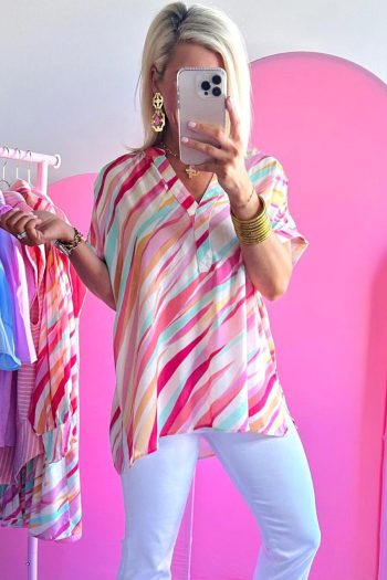 Blouses | Multicolour Abstract Print High Low Blouse - Women