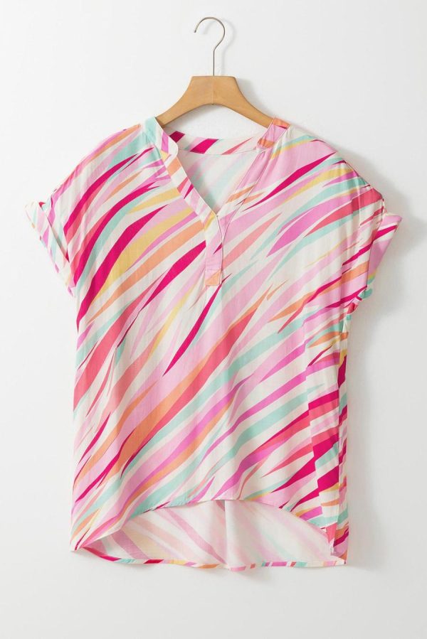 Blouses | Multicolour Abstract Print High Low Blouse - Women - Image 3