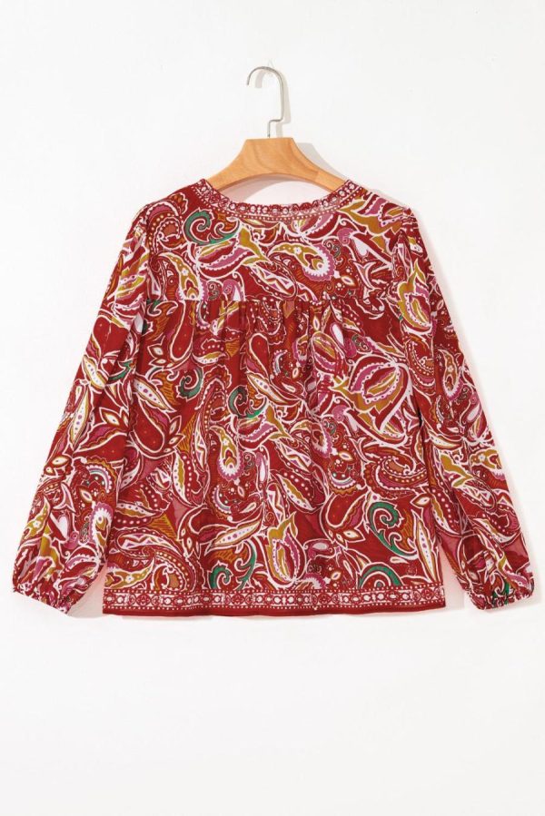 Blouses | Multicolour Ethnic Paisley Print Tassel Tie Puff Sleeve Boho Blouse - Women - Image 7