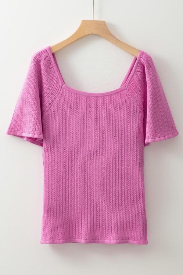 Blouses | Phalaenopsis Textured Square Neck Flounce Sleeve Top - Women - Image 3