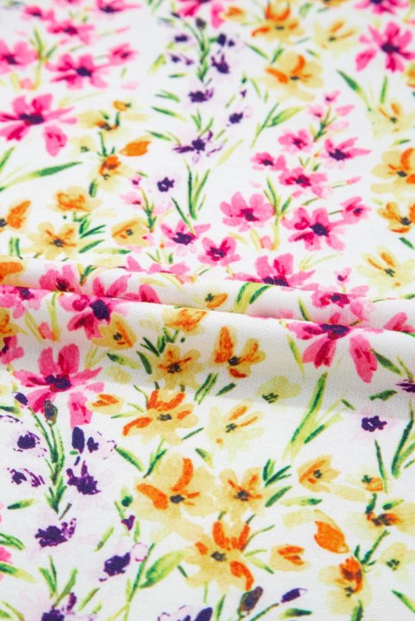 Blouses | Pink Floral Puff Short Sleeve Crewneck Blouse - Women - Image 6