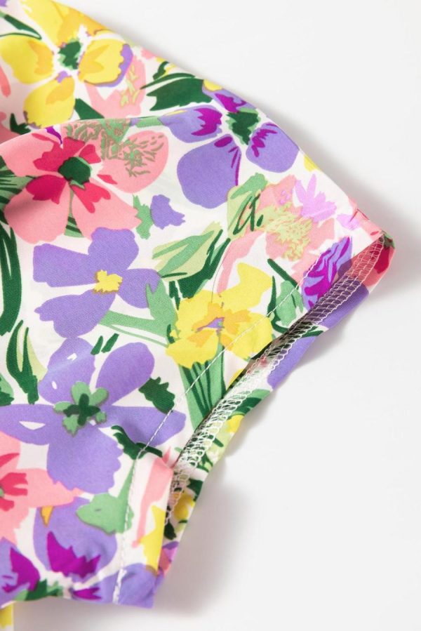 Blouses | Purple Floral Print Short Sleeve Blouse - Women - Image 6