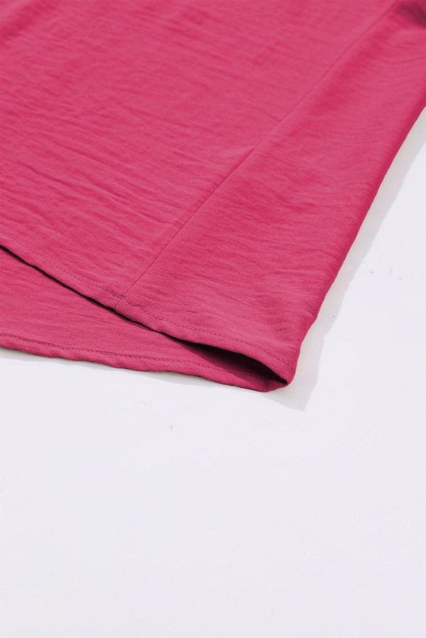 Blouses | Rose Red Notched Neck Batwing Sleeve Blouse - Women - Image 6