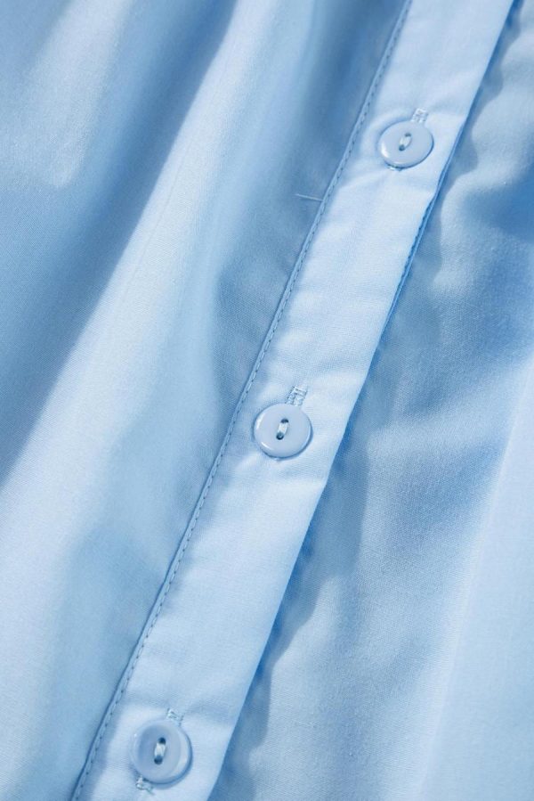 Blouses | Sky Blue Ric Rac Trim Collared Pleated Ruffle Top - Women - Image 6