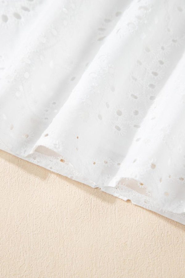 Blouses | White Eyelet Flutter Sleeve V Neck Blouse - Women - Image 6