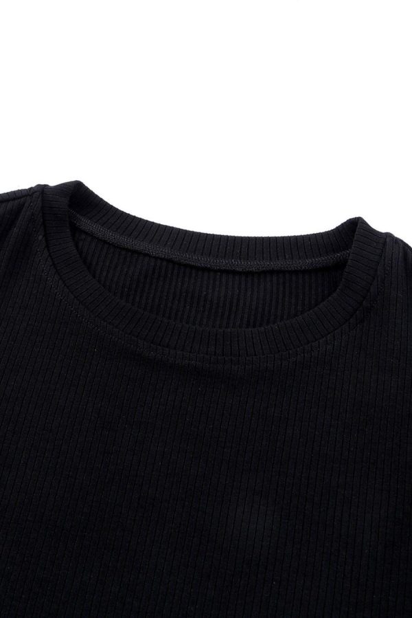 Knit Tops | Black Dotty Layered Ruffle Sleeve Casual Ribbed Knit Top - Women - Image 7
