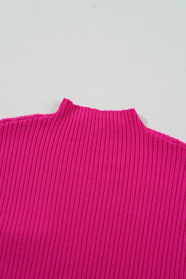 Knit Tops | Rose Red Patch Pocket Ribbed Knit Short Sleeve Sweater - Women - Image 7