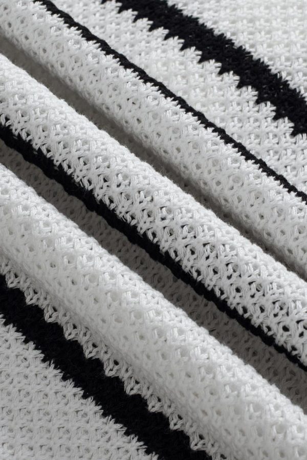 Knit Tops | White Stripe Drop Shoulder Bracelet Sleeve Henley Knit Tee - Women - Image 7
