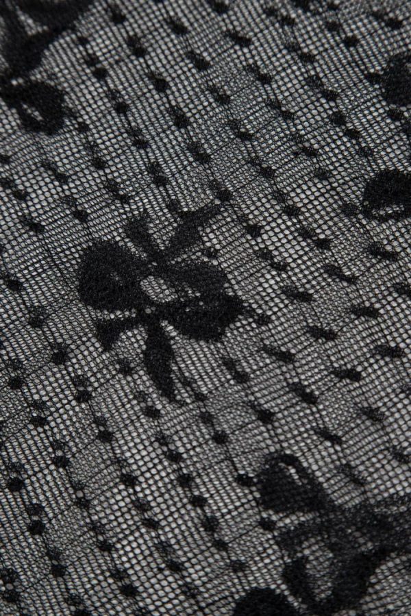 Long Sleeve Tops | Black Dotted Bow Pattern Mesh Long Sleeve Top - Women - Image 7