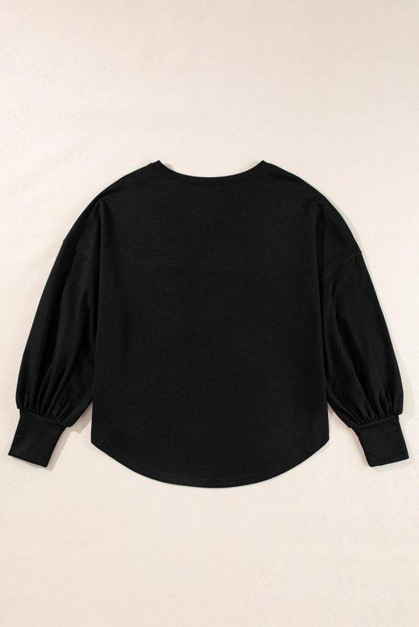 Long Sleeve Tops | Black Studded Star Graphic Oversized Top - Women - Image 5