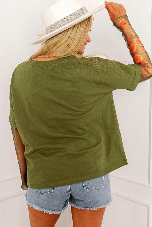 Long Sleeve Tops | Fern Green Floral Mesh Patchwork Sleeve Crewneck Top - Women - Image 2