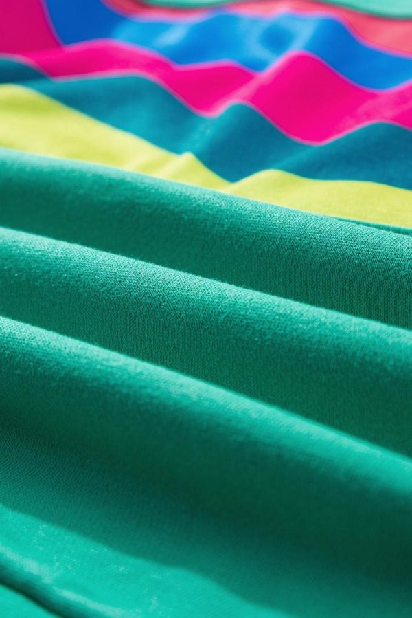 Long Sleeve Tops | Green Colorful Striped Round Neck Long Sleeve Top - Women - Image 7