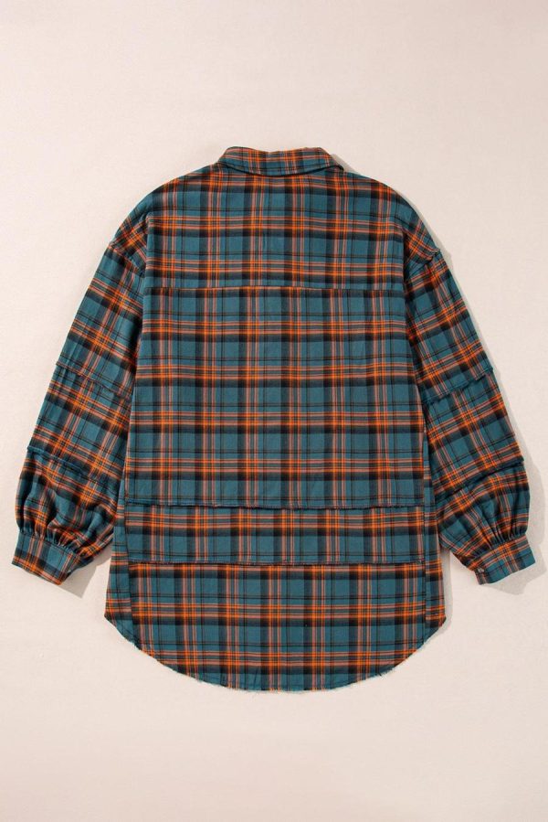 Long Sleeve Tops | Green Plaid Long Sleeve Collar Shirt - Women