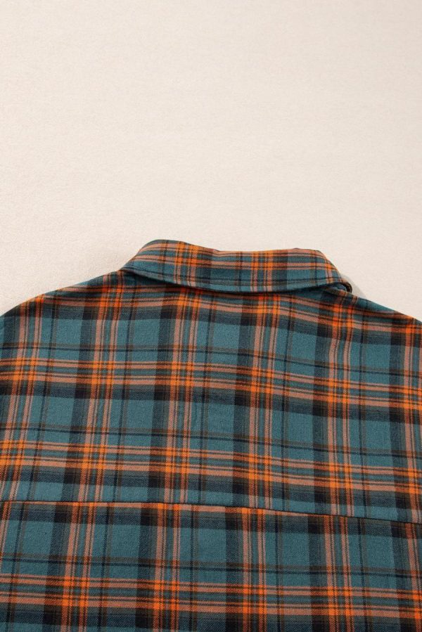Long Sleeve Tops | Green Plaid Long Sleeve Collar Shirt - Women - Image 5