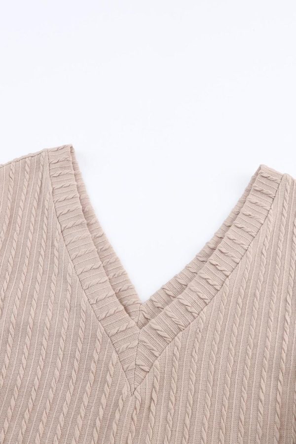 Long Sleeve Tops | Khaki Knitted Jacquard V Neck Lantern Sleeve Top - Women - Image 6