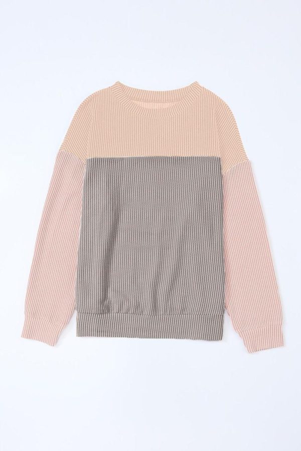 Long Sleeve Tops | Multicolor Colorblock Ribbed Loose Long Sleeve Top - Women - Image 2