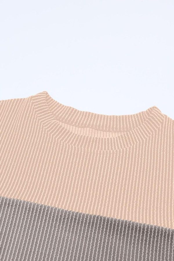 Long Sleeve Tops | Multicolor Colorblock Ribbed Loose Long Sleeve Top - Women - Image 4