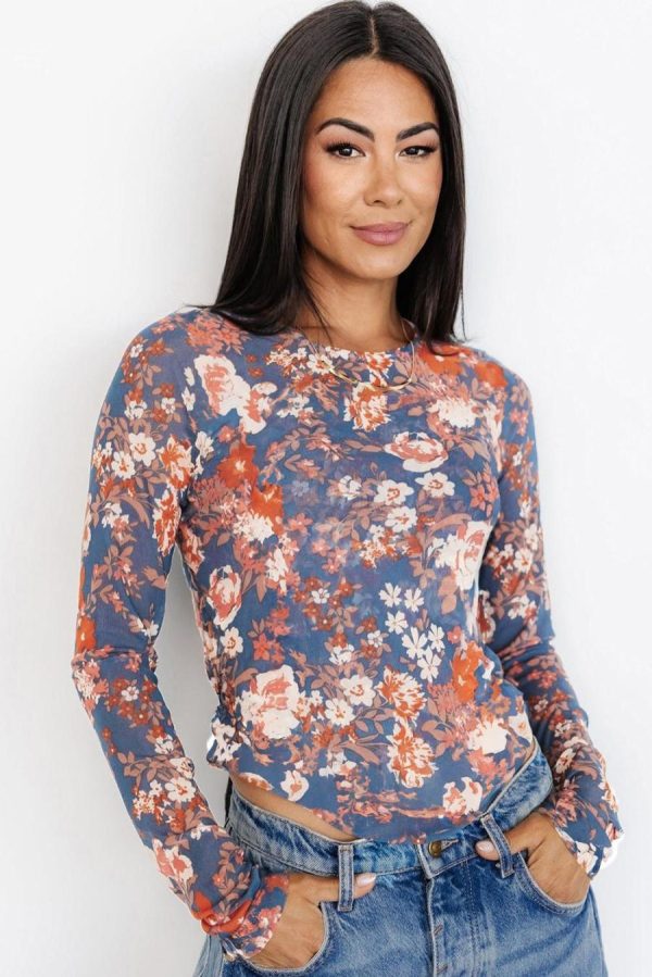 Long Sleeve Tops | Orchid Petal Allover Floral Print Mesh Long Sleeve Top - Women - Image 2