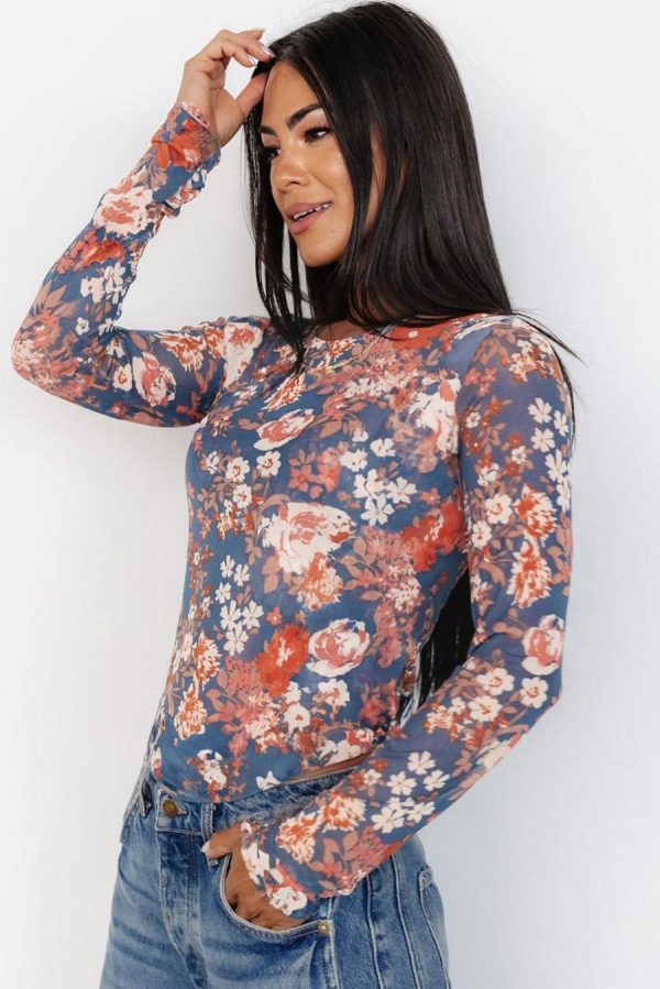 Long Sleeve Tops | Orchid Petal Allover Floral Print Mesh Long Sleeve Top - Women - Image 3