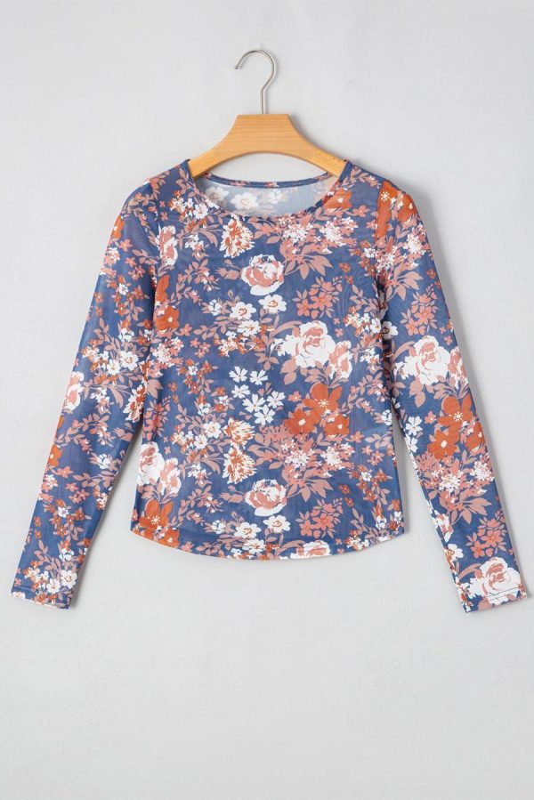 Long Sleeve Tops | Orchid Petal Allover Floral Print Mesh Long Sleeve Top - Women - Image 4