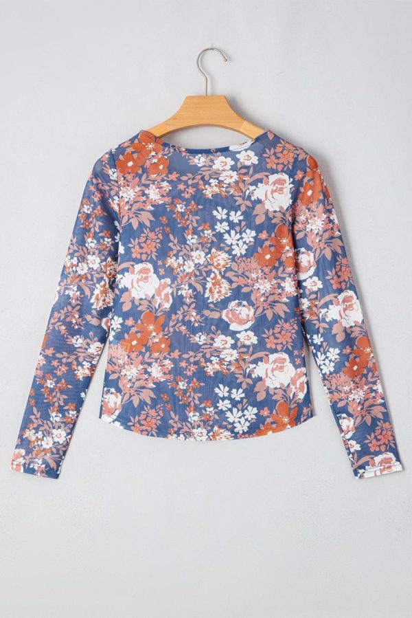 Long Sleeve Tops | Orchid Petal Allover Floral Print Mesh Long Sleeve Top - Women - Image 5