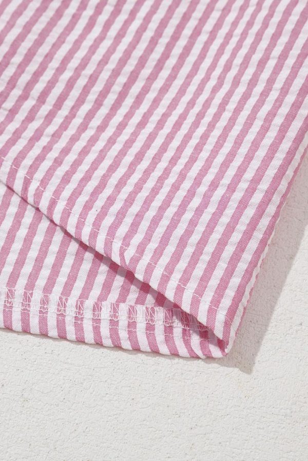 Long Sleeve Tops | Pink Stripe Bow Tie Front Round Neck Long Sleeve Top - Women - Image 4