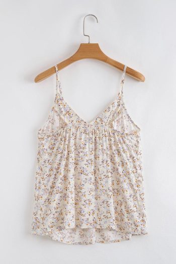 Sleeveless Tops | Apricot Boho Floral Spaghetti Straps Cami Top - Women