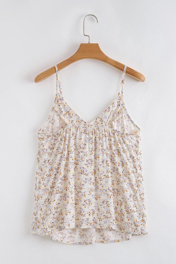 Sleeveless Tops | Apricot Boho Floral Spaghetti Straps Cami Top - Women