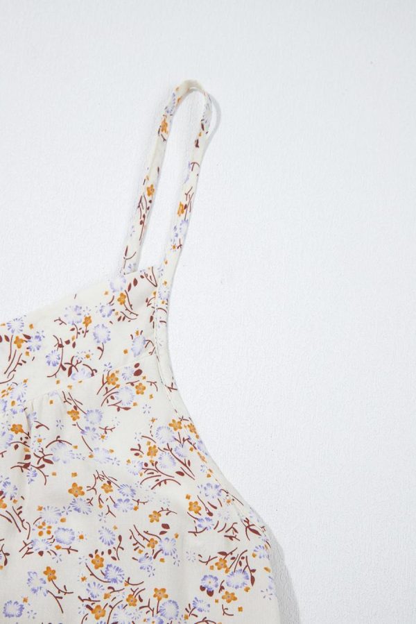 Sleeveless Tops | Apricot Boho Floral Spaghetti Straps Cami Top - Women - Image 3
