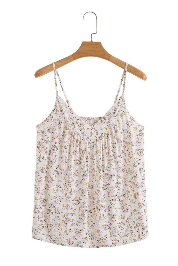 Sleeveless Tops | Apricot Boho Floral Spaghetti Straps Cami Top - Women - Image 7