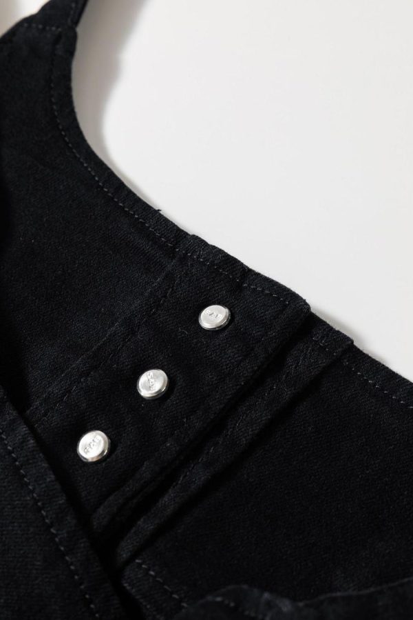 Sleeveless Tops | Black Acid Wash Buttoned Cropped Denim Cami Top - Women - Image 4