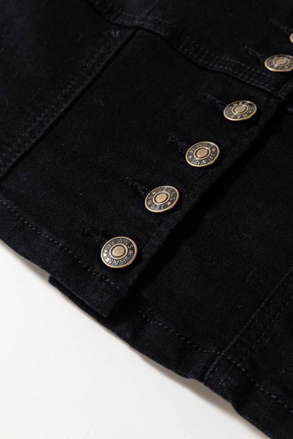 Sleeveless Tops | Black Acid Wash Buttoned Cropped Denim Cami Top - Women - Image 5