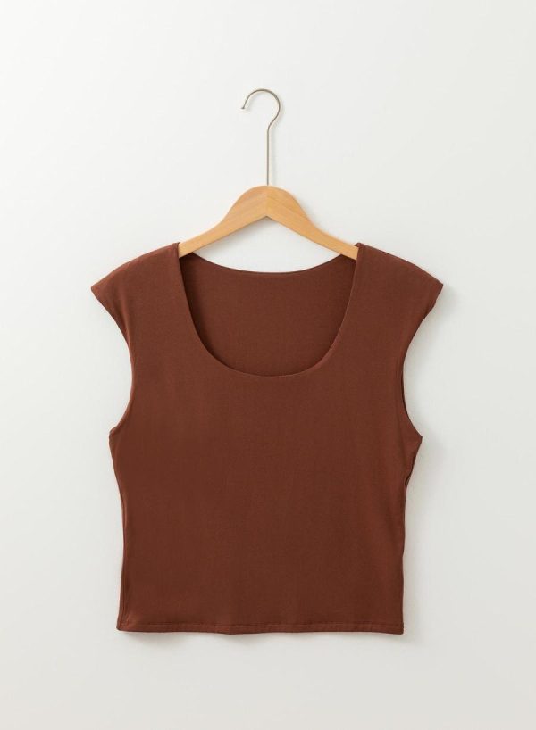 Sleeveless Tops | Coffee Solid Color U Neck Slim Fit Tank Top - Women - Image 2