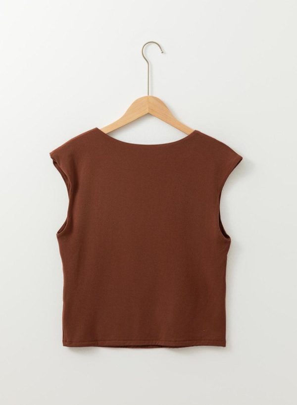 Sleeveless Tops | Coffee Solid Color U Neck Slim Fit Tank Top - Women - Image 3
