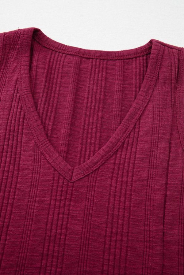 Sleeveless Tops | Red Dahlia Ribbed Textured Exposed Stitching Tank Top - Women - Image 2