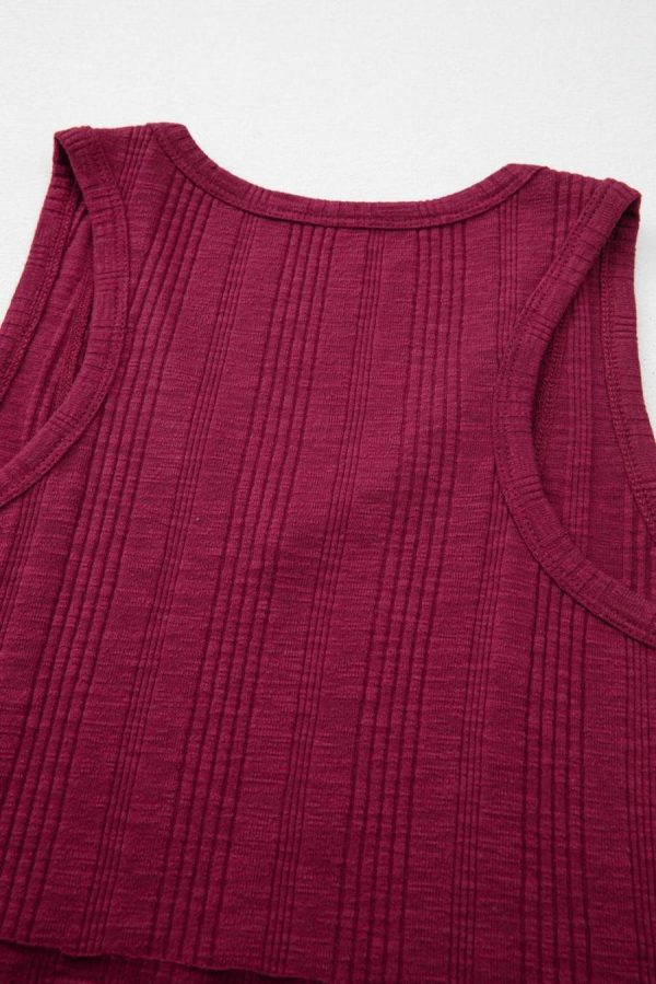 Sleeveless Tops | Red Dahlia Ribbed Textured Exposed Stitching Tank Top - Women - Image 4