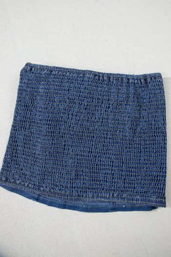 Sleeveless Tops | Sail Blue Vintage Bow Front Smocked Back Denim Tube Top - Women