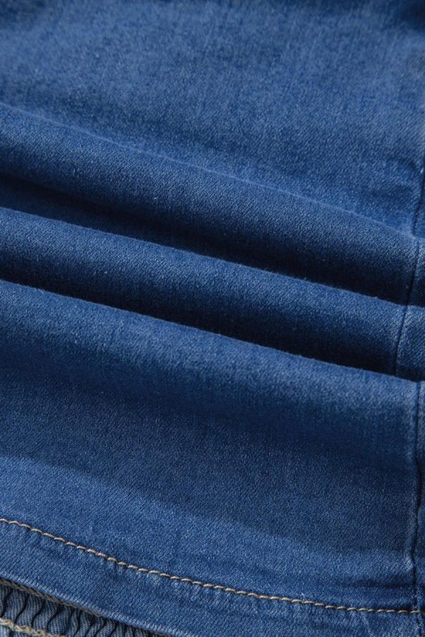 Sleeveless Tops | Sail Blue Vintage Bow Front Smocked Back Denim Tube Top - Women - Image 6