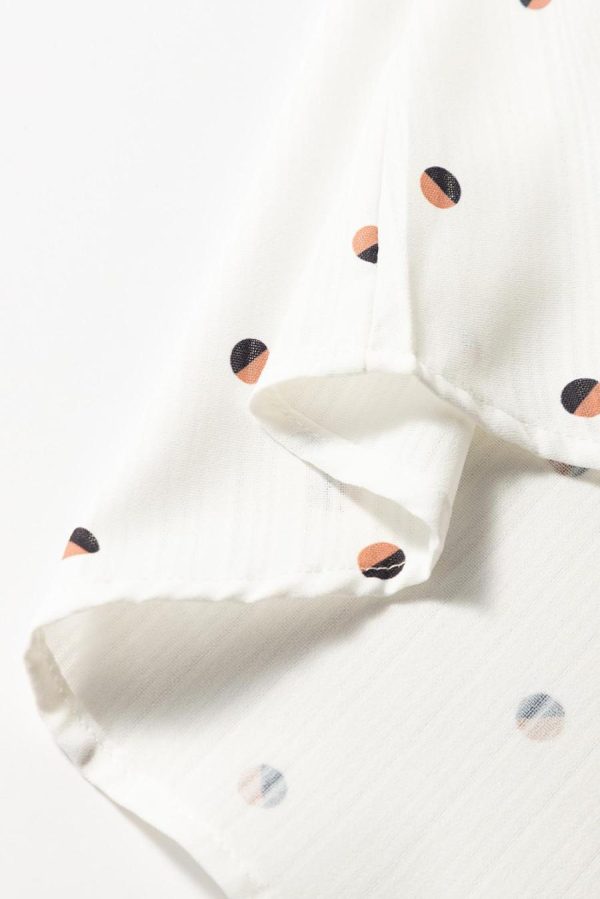 Sleeveless Tops | White Polka Dot Print V Neck Sleeveless Shirt - Women - Image 7