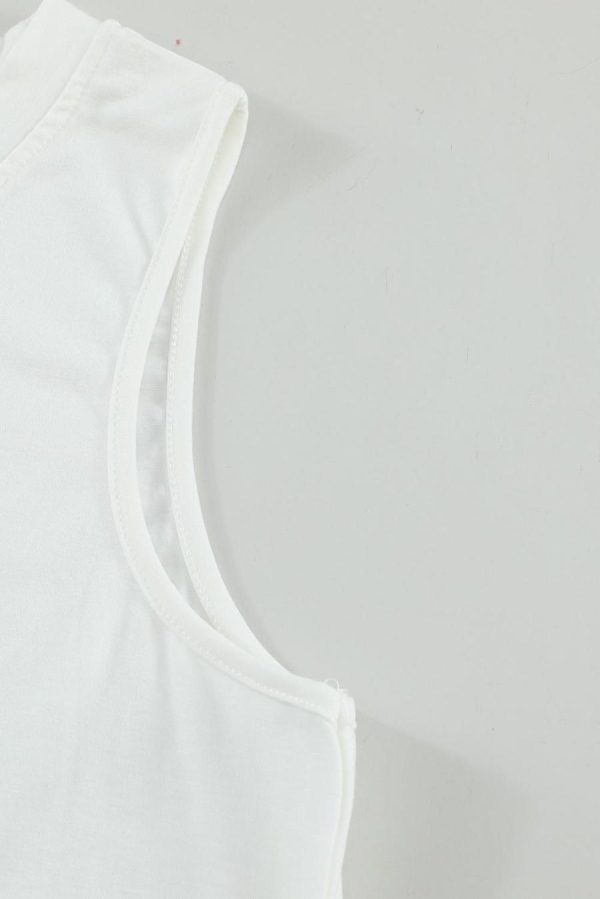 Sleeveless Tops | White Solid Color Basic Crew Neck Tank - Women - Image 3