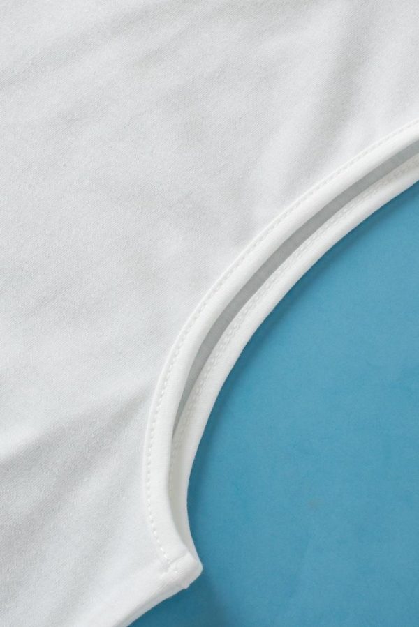 Sleeveless Tops | White Solid Color Crew Neck Pleated Tank Top - Women - Image 6